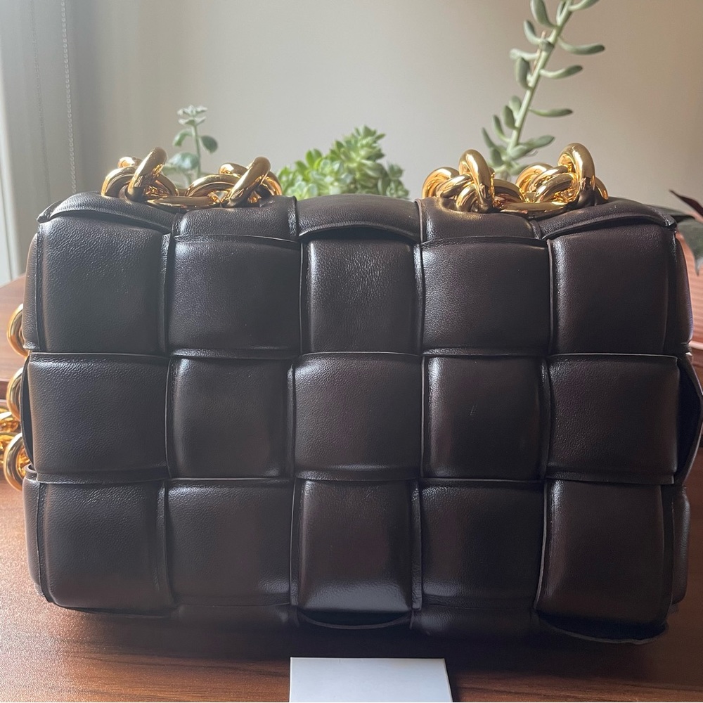 HOST PICK⭐️BOTTEGA VENETA CHAIN CASSETTE BAG -Padded lambskin leather-DARK BROWN - Picture 11 of 16